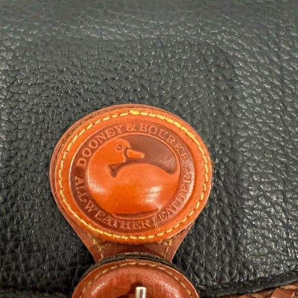 Vintage Dooney & Bourke All Weather Leather Satchel Red & Navy Blue - Picture 3 of 8